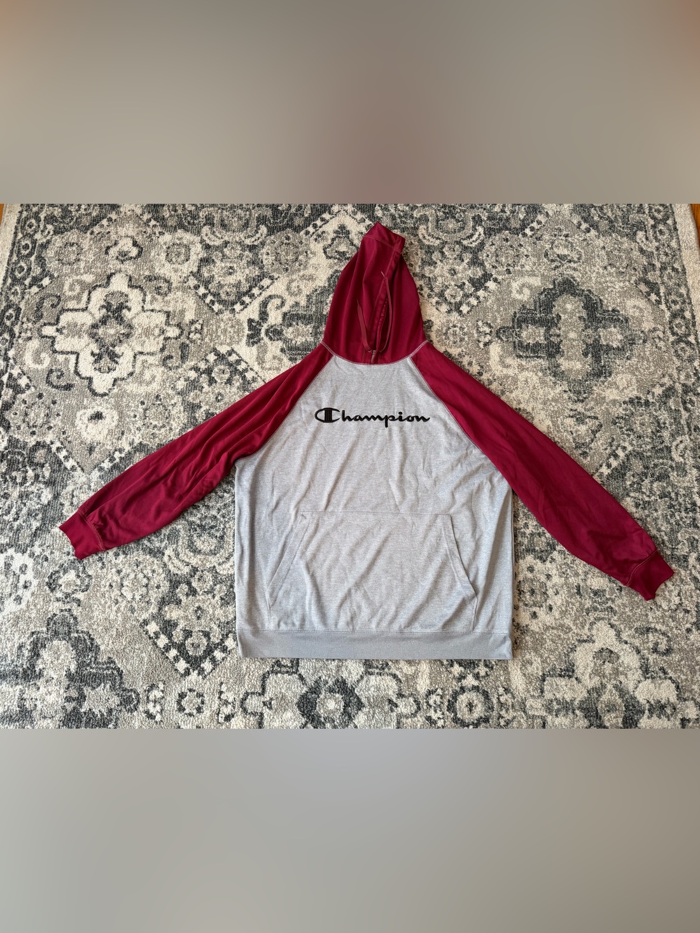 Champion Two-Tone Hoodie - Gray & Burgundy